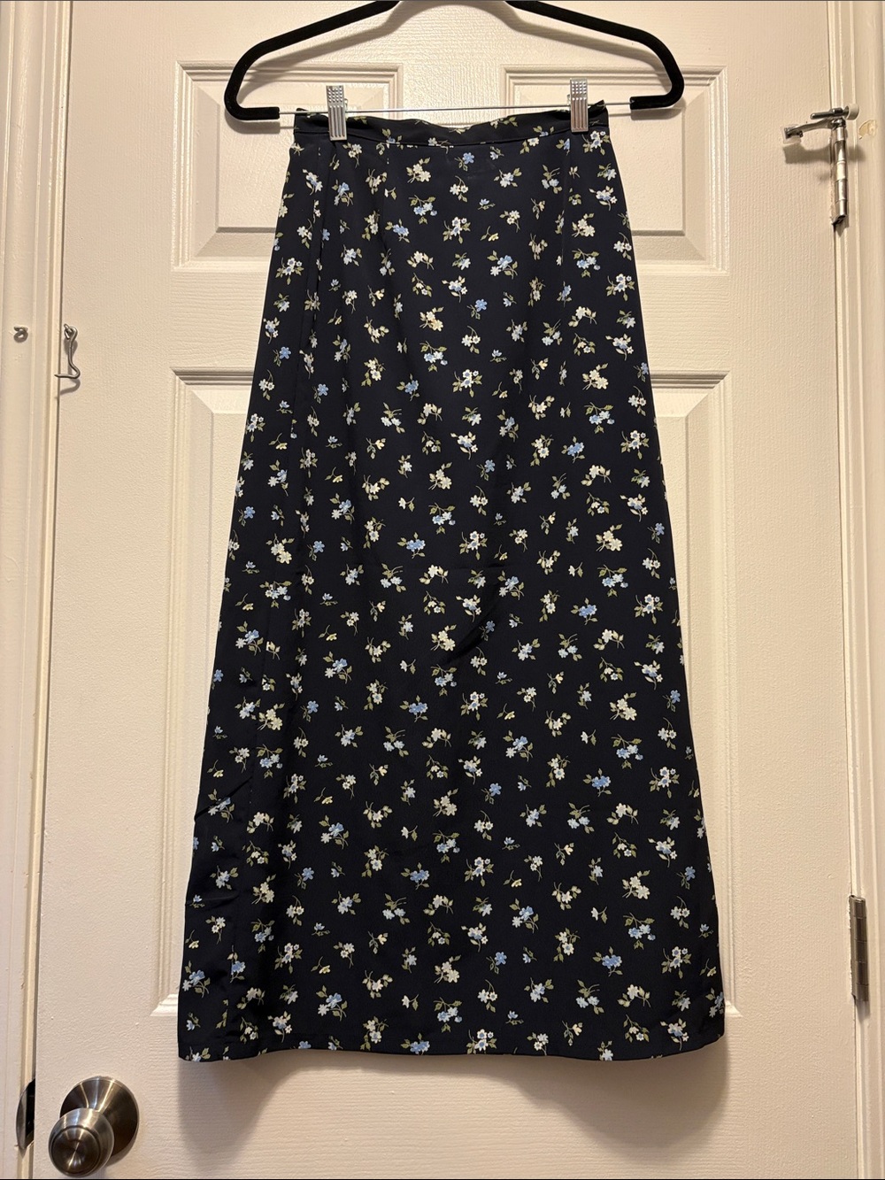 GAP Black Maxi Skirt with Blue and White Floral Print